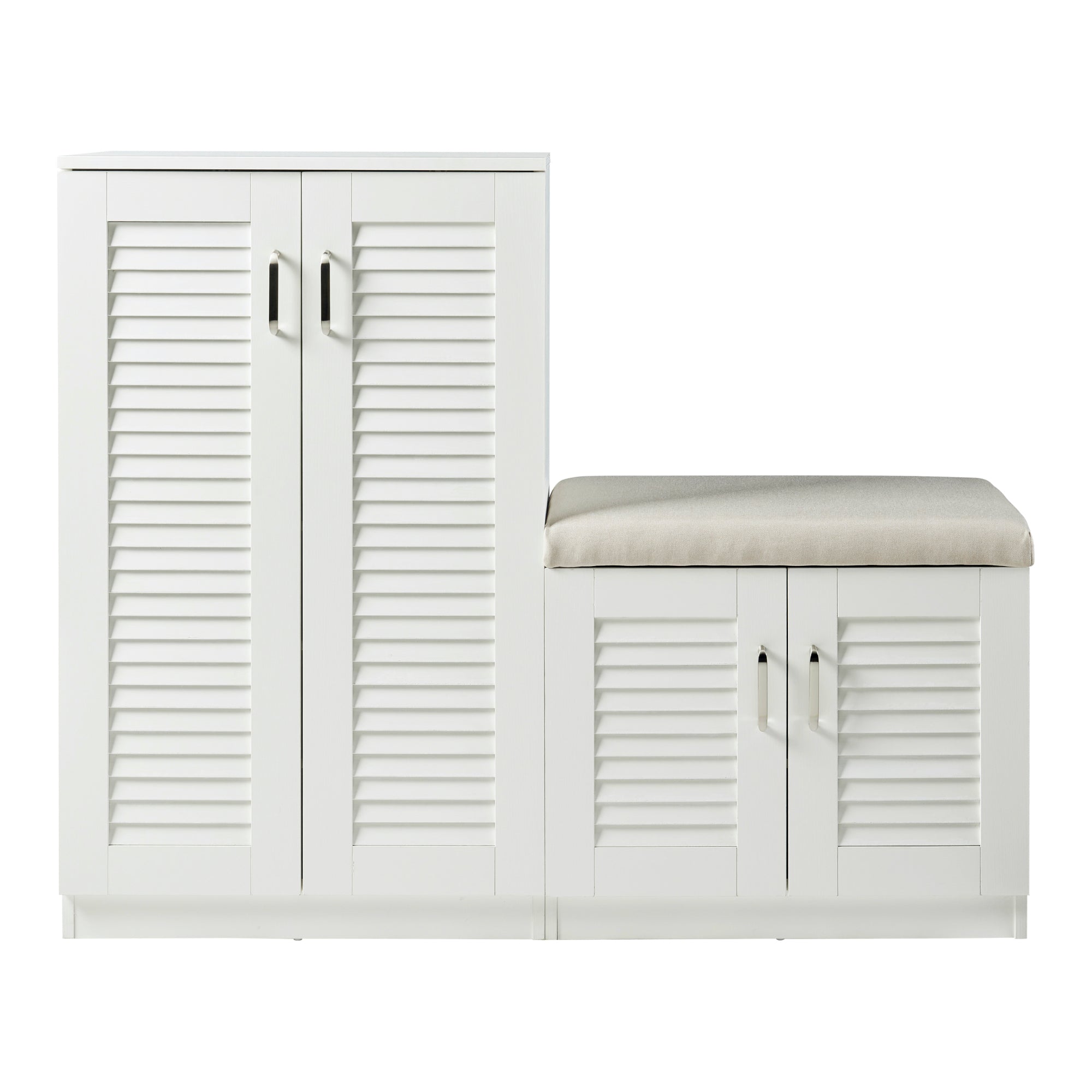 Set Løten di Armadio Scarpiera e Panca 97 x 120 x 36 cm Bianco [en.casa]