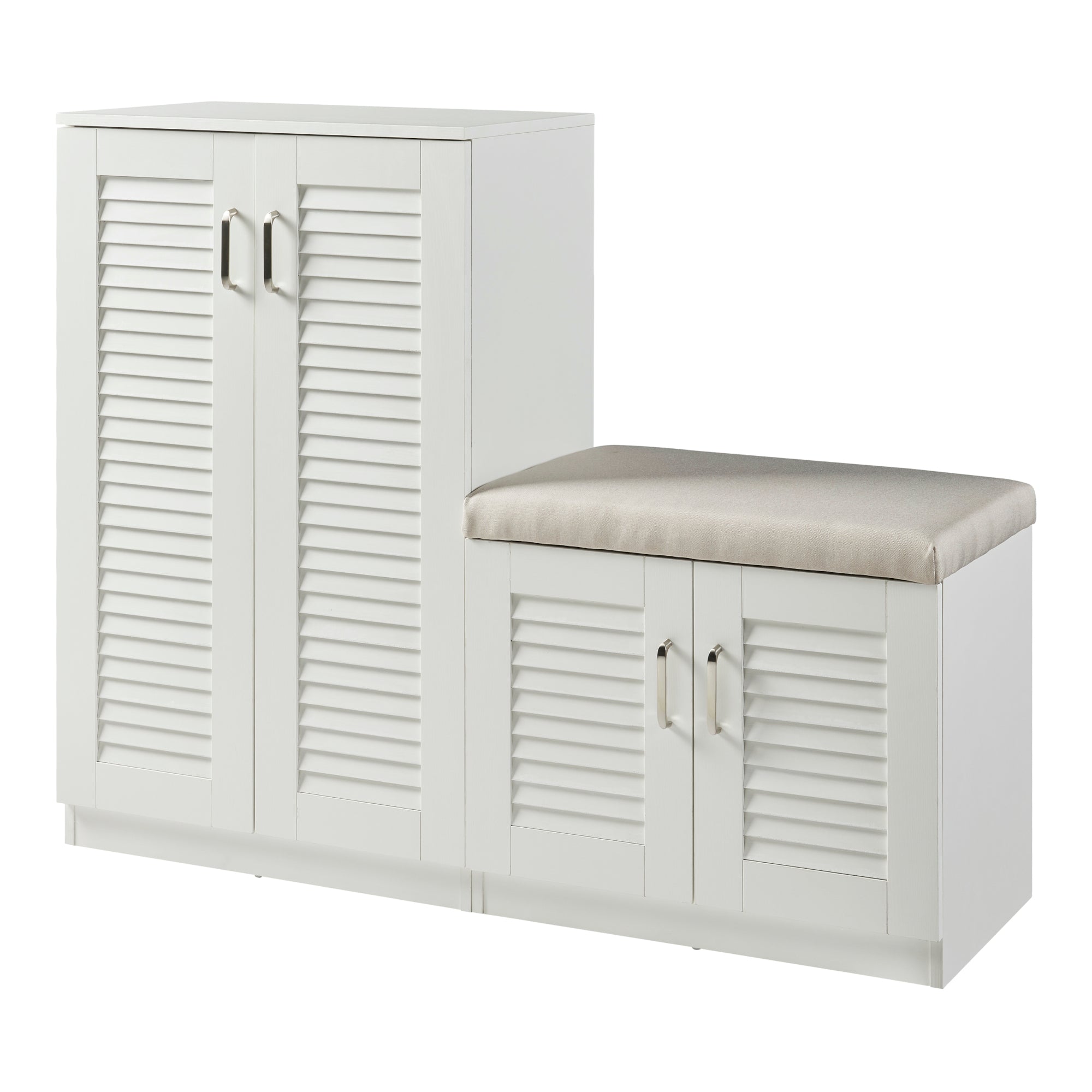 Set Løten di Armadio Scarpiera e Panca 97 x 120 x 36 cm Bianco [en.casa]