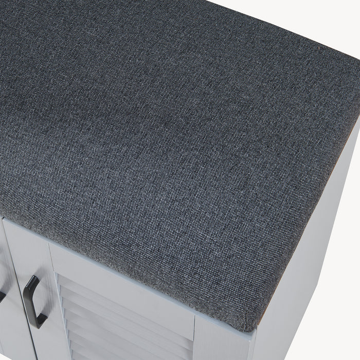 Set Løten di Armadio Scarpiera e Panca 97 x 120 x 36 cm Grigio [en.casa]