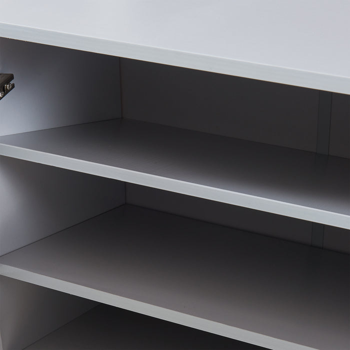 Set Løten di Armadio Scarpiera e Panca 97 x 120 x 36 cm Grigio [en.casa]