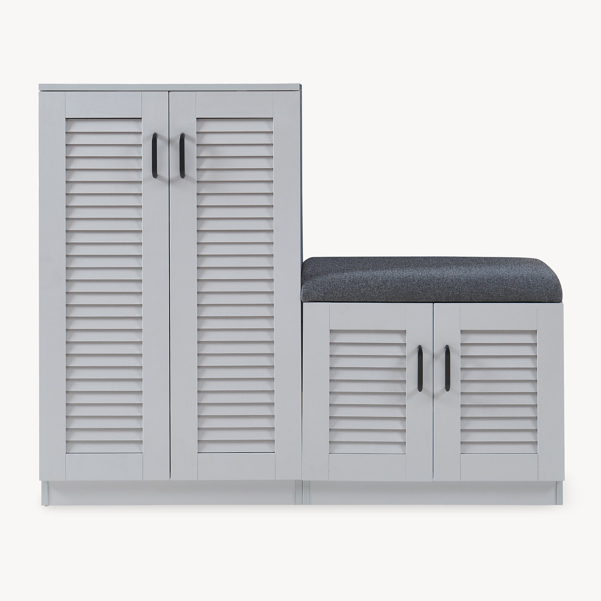 Set Løten di Armadio Scarpiera e Panca 97 x 120 x 36 cm Grigio [en.casa]