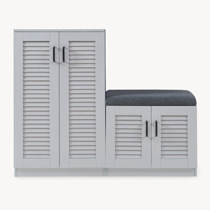 Set Løten di Armadio Scarpiera e Panca 97 x 120 x 36 cm Grigio [en.casa]