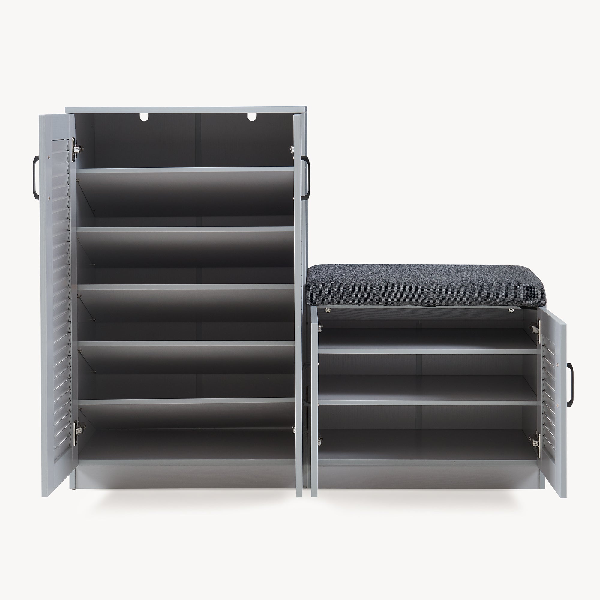 Set Løten di Armadio Scarpiera e Panca 97 x 120 x 36 cm Grigio [en.casa]