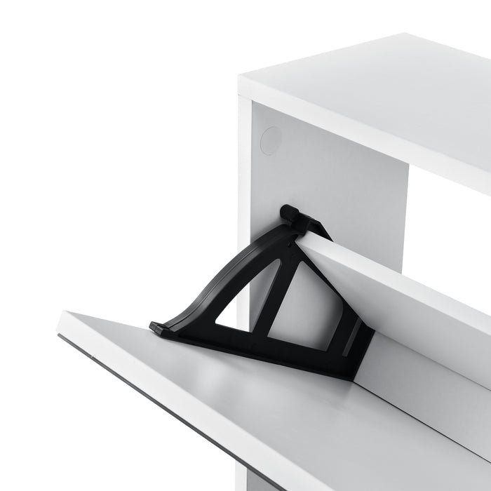 Scarpiera Vogar con 2 Contenitori Ribaltabili Mobile Portascarpe con Ante a Specchio 67x63x17 cm Bianco [en.casa]