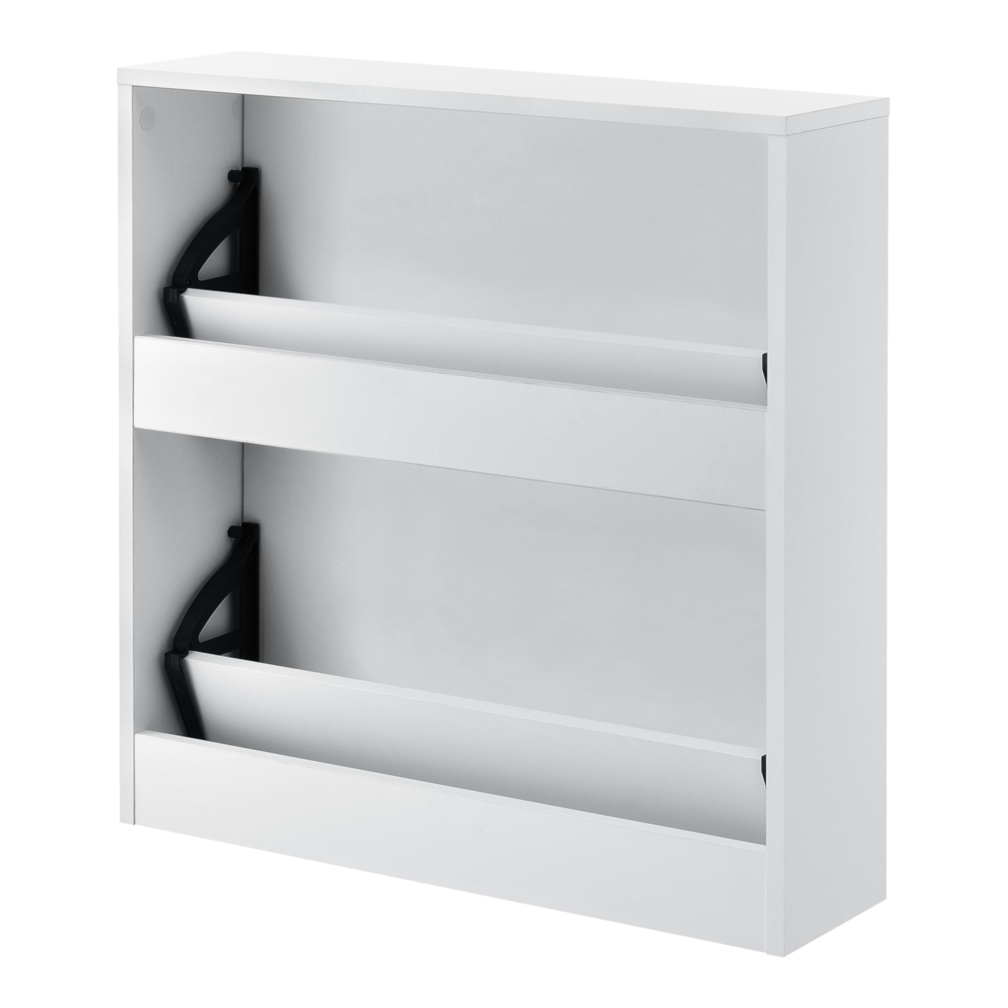Scarpiera Vogar con 2 Contenitori Ribaltabili Mobile Portascarpe con Ante a Specchio 67x63x17 cm Bianco [en.casa]