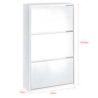 Scarpiera Vogar con 3 Contenitori Ribaltabili Mobile Portascarpe con Ante a Specchio 103x63x17 cm Bianco [en.casa]