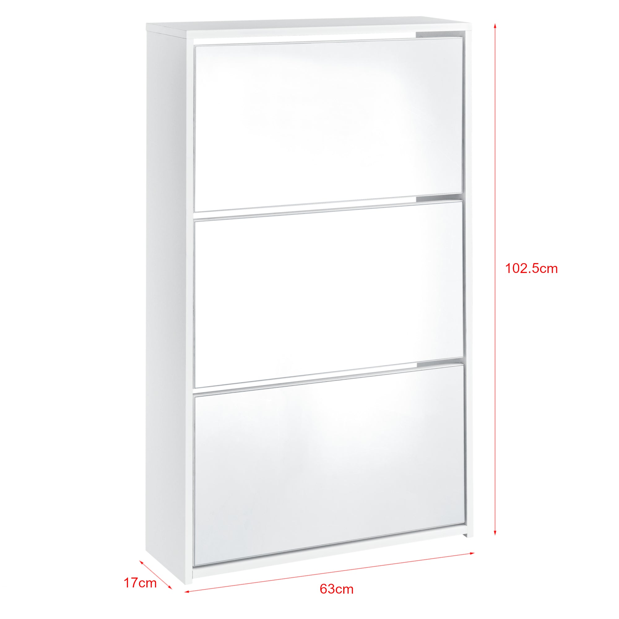 Scarpiera Vogar con 3 Contenitori Ribaltabili Mobile Portascarpe con Ante a Specchio 103x63x17 cm Bianco [en.casa]