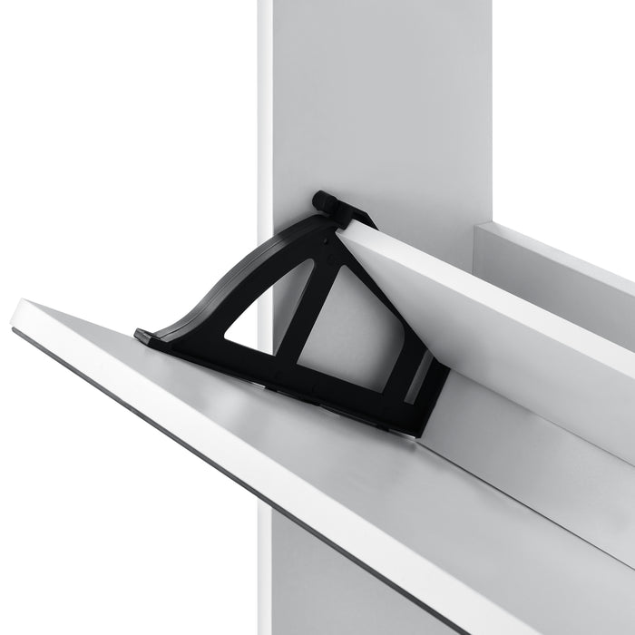 Scarpiera Vogar con 3 Contenitori Ribaltabili Mobile Portascarpe con Ante a Specchio 103x63x17 cm Bianco [en.casa]