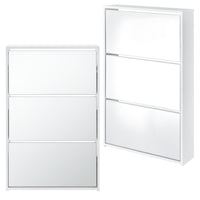 Scarpiera Vogar con 3 Contenitori Ribaltabili Mobile Portascarpe con Ante a Specchio 103x63x17 cm Bianco [en.casa]