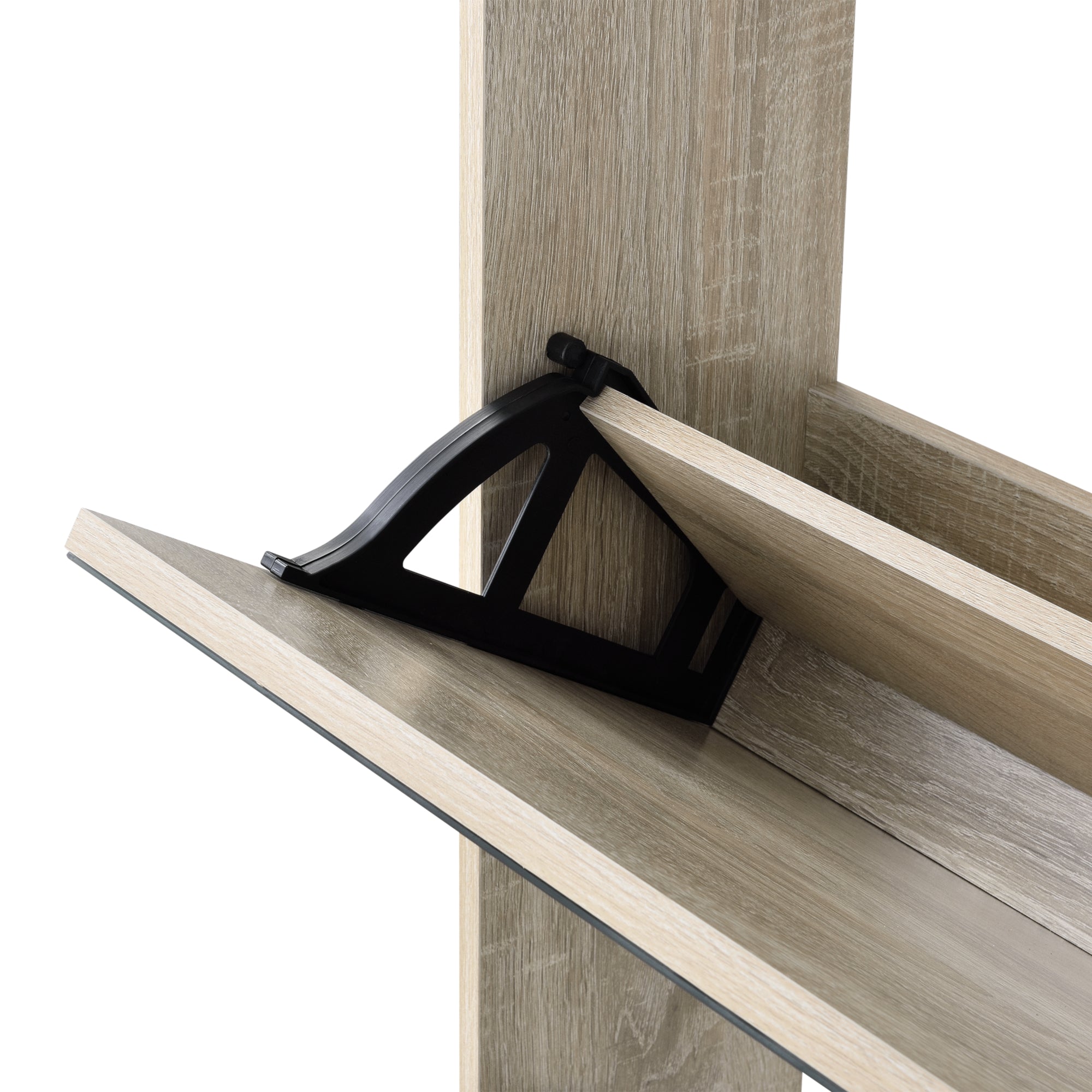 Scarpiera Stretta Lund con Ante a Specchio e 3 Contenitori Ribaltabili - Effetto Rovere Sonoma [en.casa]