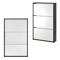 Scarpiera Vogar con 3 Contenitori Ribaltabili Mobile Portascarpe con Ante a Specchio 103x63x17 cm Nero [en.casa]