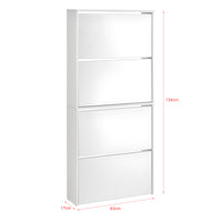 Scarpiera Vogar con 4 Contenitori Ribaltabili Mobile Portascarpe con Ante a Specchio 134x63x17 cm Bianco [en.casa]