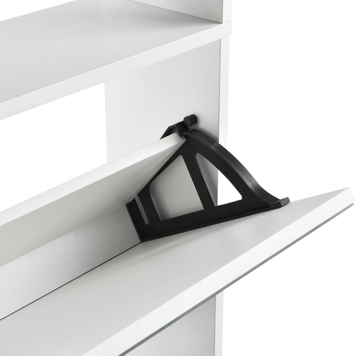 Scarpiera Vogar con 4 Contenitori Ribaltabili Mobile Portascarpe con Ante a Specchio 134x63x17 cm Bianco [en.casa]