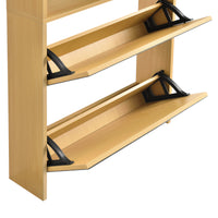 Scarpiera Vogar con 4 Contenitori Ribaltabili Mobile Portascarpe con Ante a Specchio 134x63x17 cm Effetto Faggio