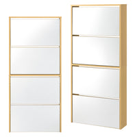 Scarpiera Vogar con 4 Contenitori Ribaltabili Mobile Portascarpe con Ante a Specchio 134x63x17 cm Effetto Faggio