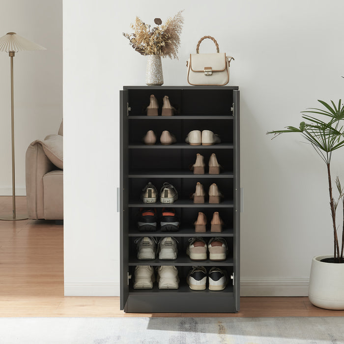 Armadio Portascarpe Notribontaa con 7 Scomparti Scarpiera 108 x 55 x 35 cm - Antracite [en.casa]