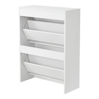 Scarpiera Salvaspazio Kragerø con 2 Contenitori Ribaltabili Ante a Specchio - Bianco [en.casa]