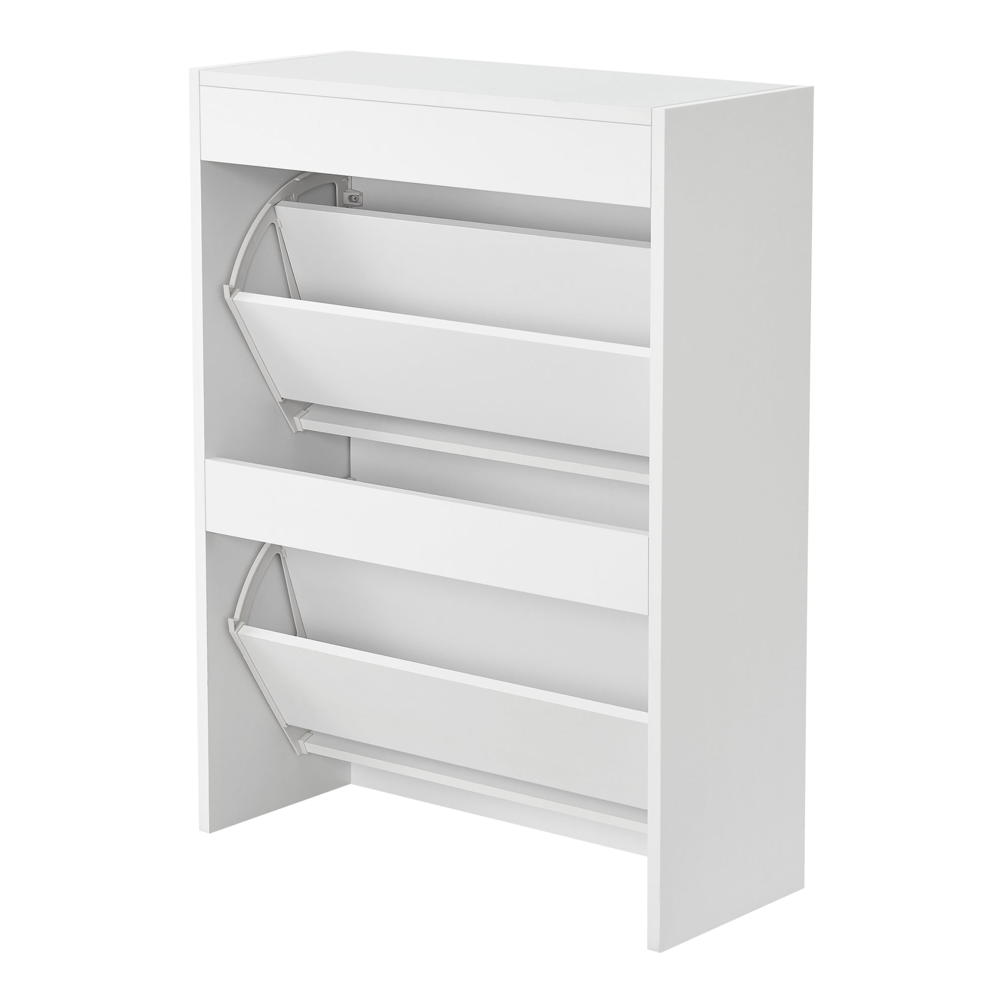 Scarpiera Salvaspazio Kragerø con 2 Contenitori Ribaltabili Ante a Specchio - Bianco [en.casa]