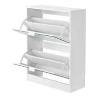 Scarpiera Salvaspazio Kragerø con 2 Contenitori Ribaltabili Ante a Specchio - Bianco [en.casa]