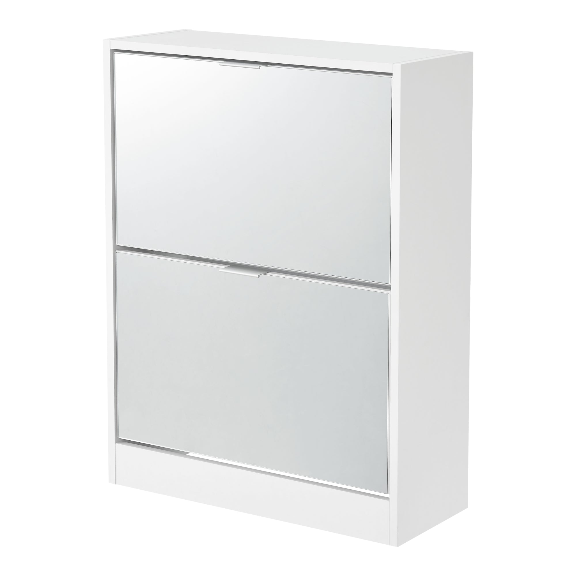Scarpiera Salvaspazio Kragerø con 2 Contenitori Ribaltabili Ante a Specchio - Bianco [en.casa]