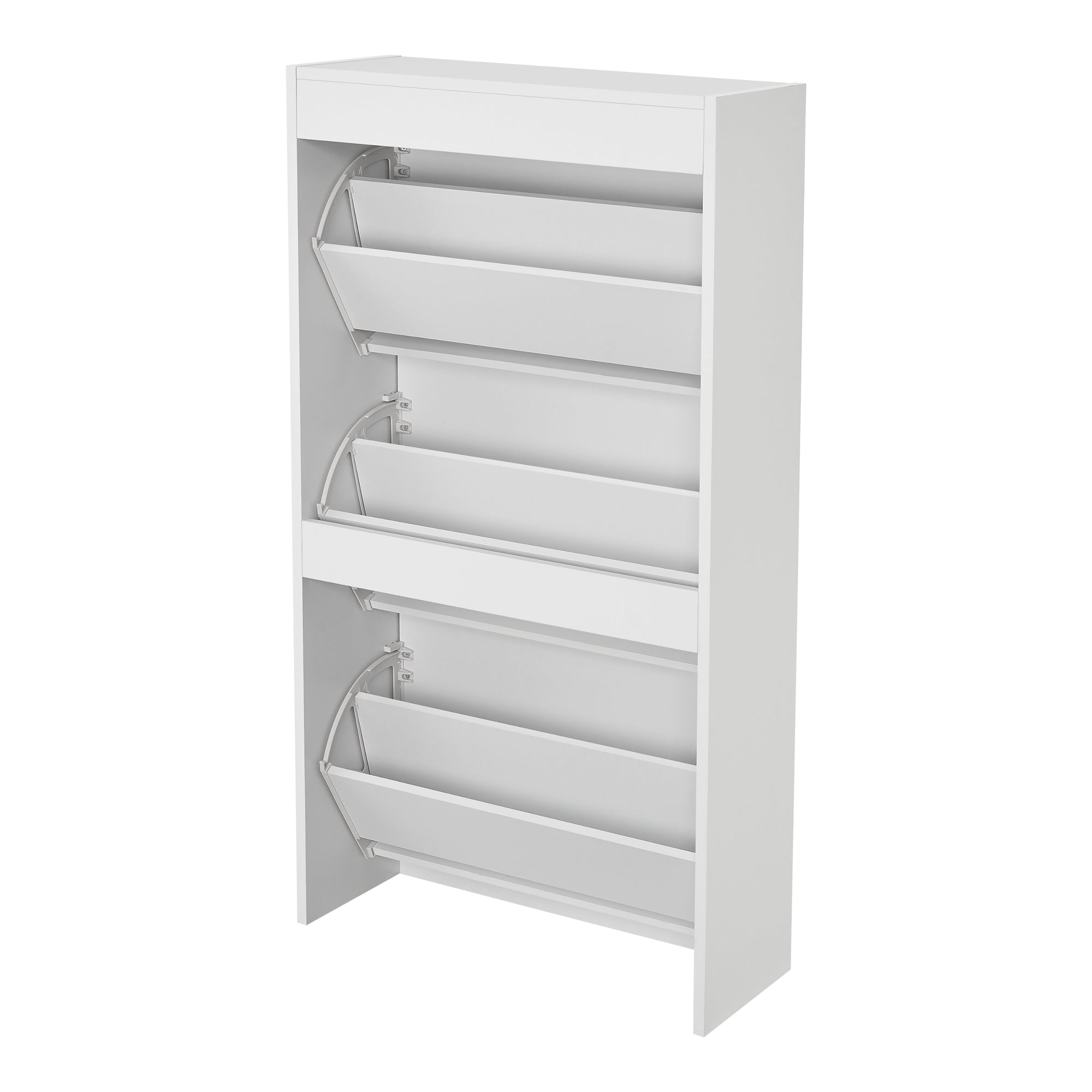 Scarpiera Salvaspazio Kragerø con 3 Contenitori Ribaltabili Ante a Specchio - Bianco [en.casa]