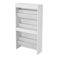 Scarpiera Salvaspazio Kragerø con 3 Contenitori Ribaltabili Ante a Specchio - Bianco [en.casa]