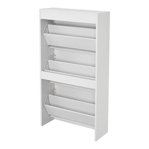 Scarpiera Salvaspazio Kragerø con 3 Contenitori Ribaltabili Ante a Specchio - Bianco [en.casa]