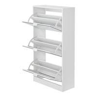 Scarpiera Salvaspazio Kragerø con 3 Contenitori Ribaltabili Ante a Specchio - Bianco [en.casa]