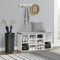 Scarpiera con Seduta Imbottita Panca Portascarpe con 10 Vani 103x48x30 cm Bianco [en.casa]