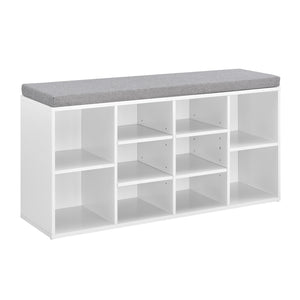 Scarpiera con Seduta Imbottita Panca Portascarpe con 10 Vani 103x48x30 cm Bianco [en.casa]