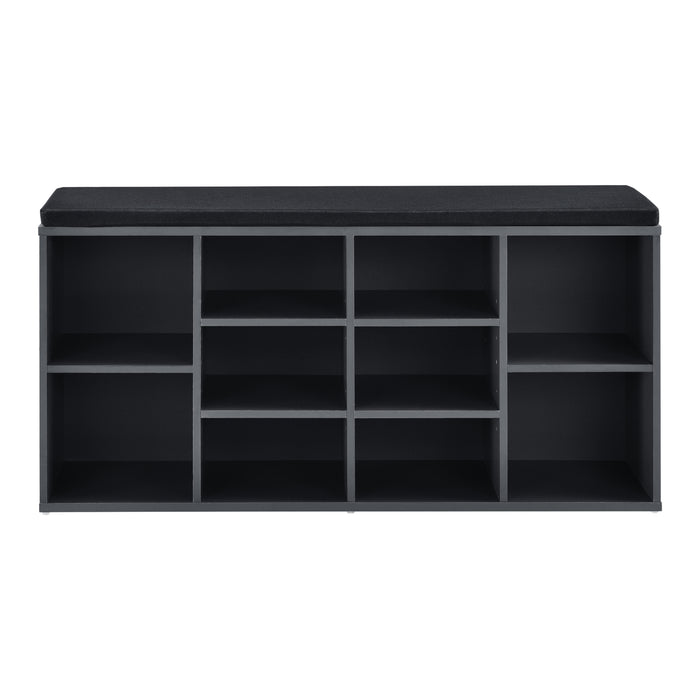 Scarpiera con Seduta Imbottita Panca Portascarpe con 10 Vani 103x48x30 cm Grigio Scuro [en.casa]