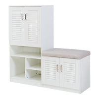 Set Løten Armadio Scarpiera e Panca 120 x 120 x 37 cm Bianco [en.casa]