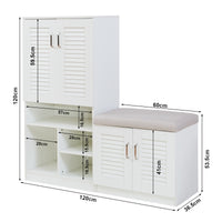 Set Løten Armadio Scarpiera e Panca 120 x 120 x 37 cm Bianco [en.casa]