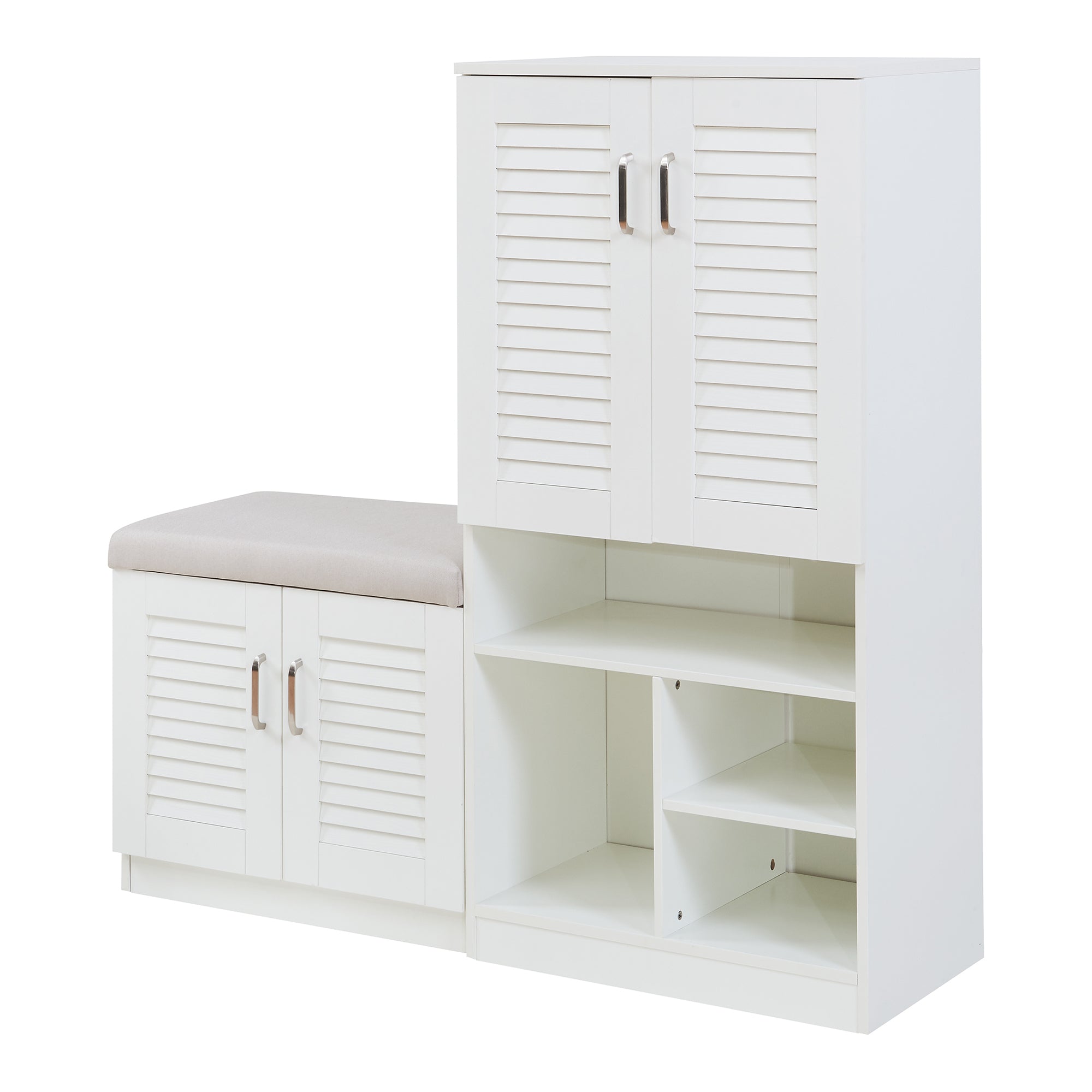 Set Løten Armadio Scarpiera e Panca 120 x 120 x 37 cm Bianco [en.casa]