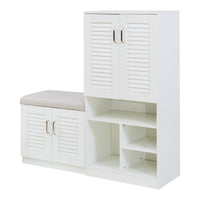Set Løten Armadio Scarpiera e Panca 120 x 120 x 37 cm Bianco [en.casa]