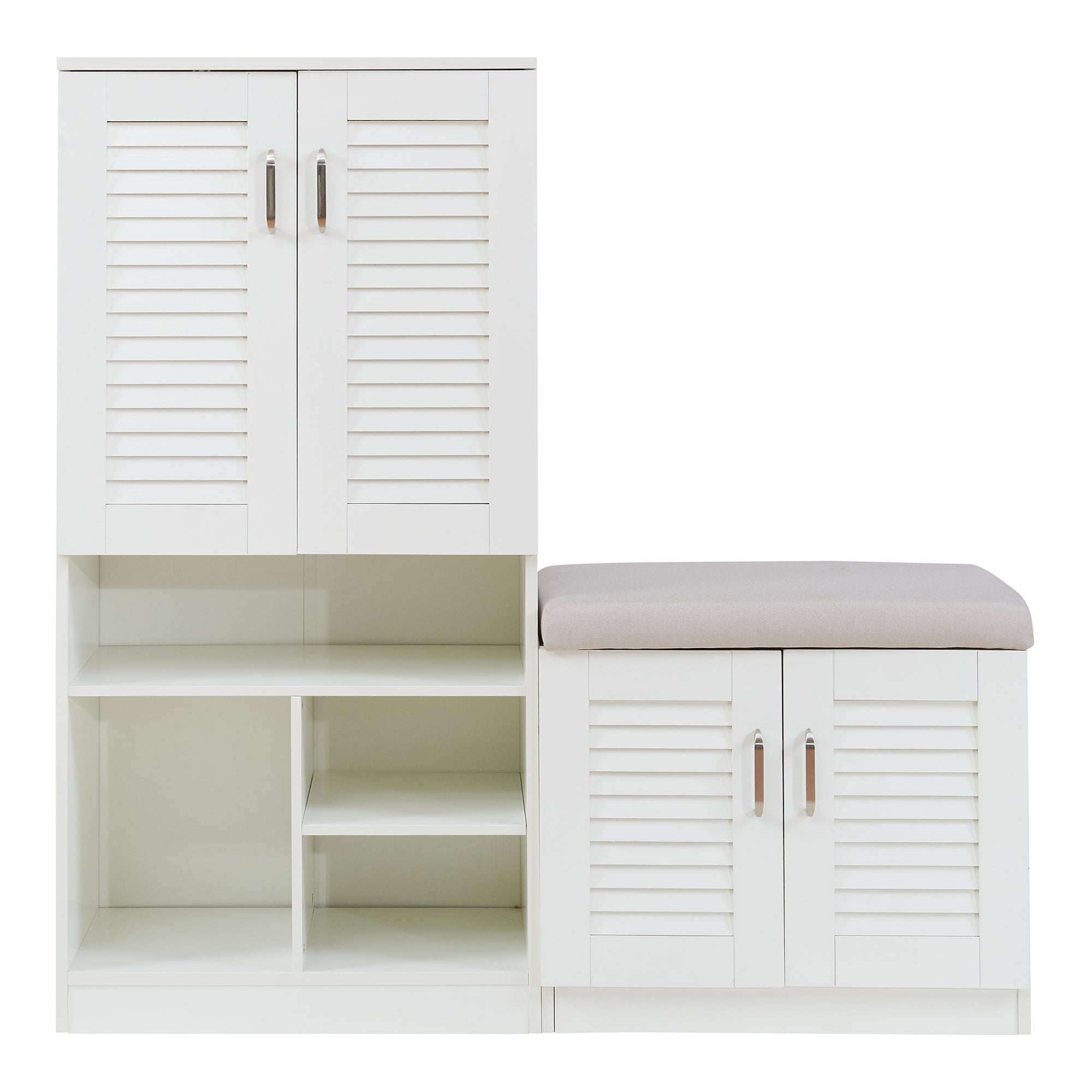 Set Løten Armadio Scarpiera e Panca 120 x 120 x 37 cm Bianco [en.casa]