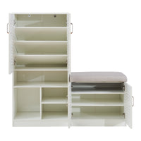 Set Løten Armadio Scarpiera e Panca 120 x 120 x 37 cm Bianco [en.casa]