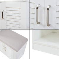 Set Løten Armadio Scarpiera e Panca 120 x 120 x 37 cm Bianco [en.casa]