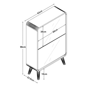Scarpiera Aure con Ante a Specchio e 2 Contenitori Ribaltabili 96 x 63 x 24 cm Bianco [en.casa]