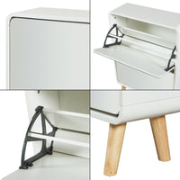 Scarpiera Aure con Ante a Specchio e 2 Contenitori Ribaltabili 96 x 63 x 24 cm Bianco [en.casa]