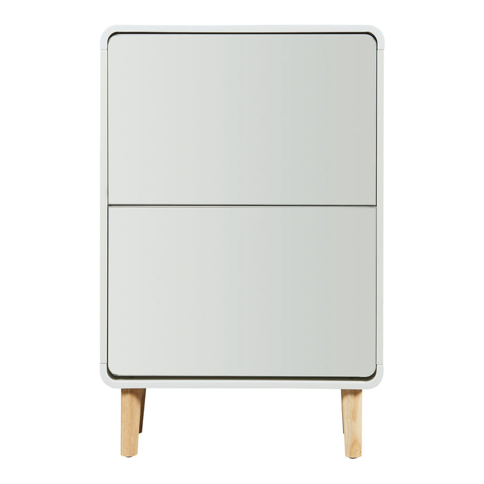 Scarpiera Aure con Ante a Specchio e 2 Contenitori Ribaltabili 96 x 63 x 24 cm Bianco [en.casa]