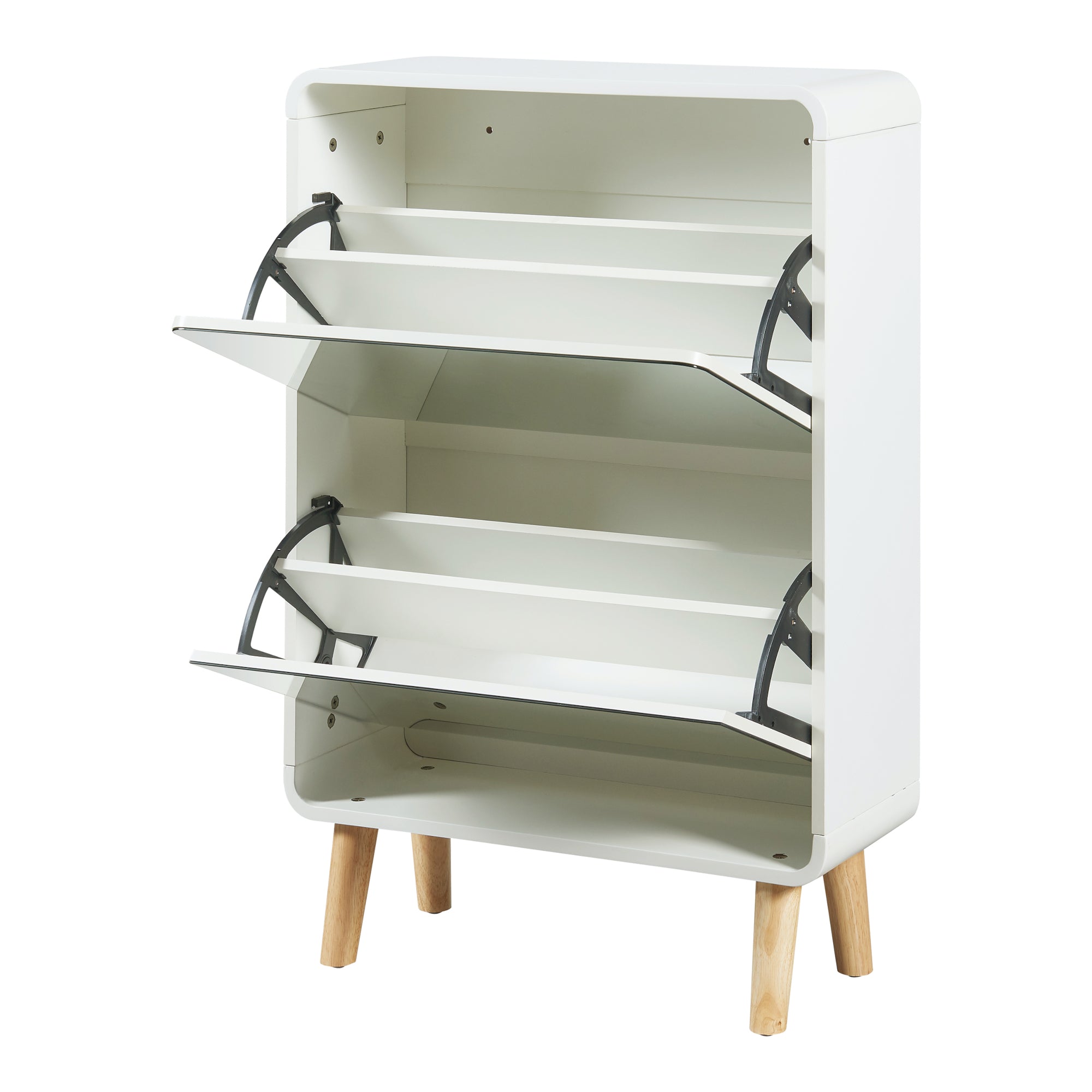 Scarpiera Aure con Ante a Specchio e 2 Contenitori Ribaltabili 96 x 63 x 24 cm Bianco [en.casa]