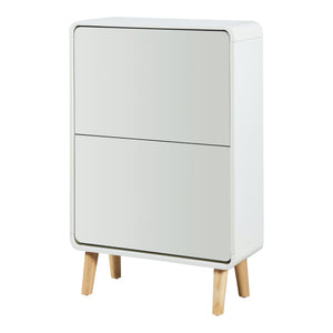 Scarpiera Aure con Ante a Specchio e 2 Contenitori Ribaltabili 96 x 63 x 24 cm Bianco [en.casa]