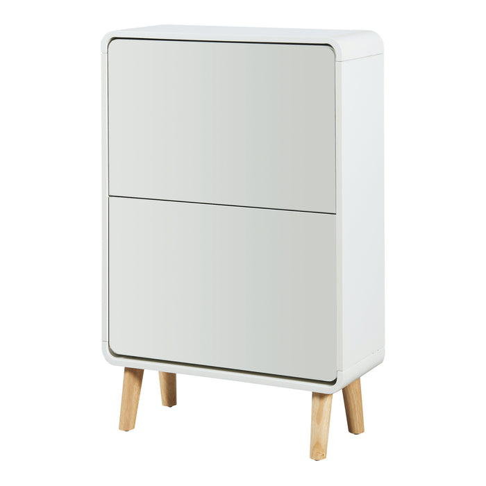 Scarpiera Aure con Ante a Specchio e 2 Contenitori Ribaltabili 96 x 63 x 24 cm Bianco [en.casa]