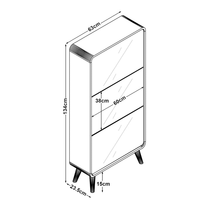 Scarpiera Aure con Ante a Specchio e 3 Contenitori Ribaltabili 134 x 63 x 24 cm Bianco [en.casa]