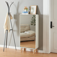 Scarpiera Aure con Ante a Specchio e 3 Contenitori Ribaltabili 134 x 63 x 24 cm Bianco [en.casa]