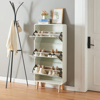 Scarpiera Aure con Ante a Specchio e 3 Contenitori Ribaltabili 134 x 63 x 24 cm Bianco [en.casa]