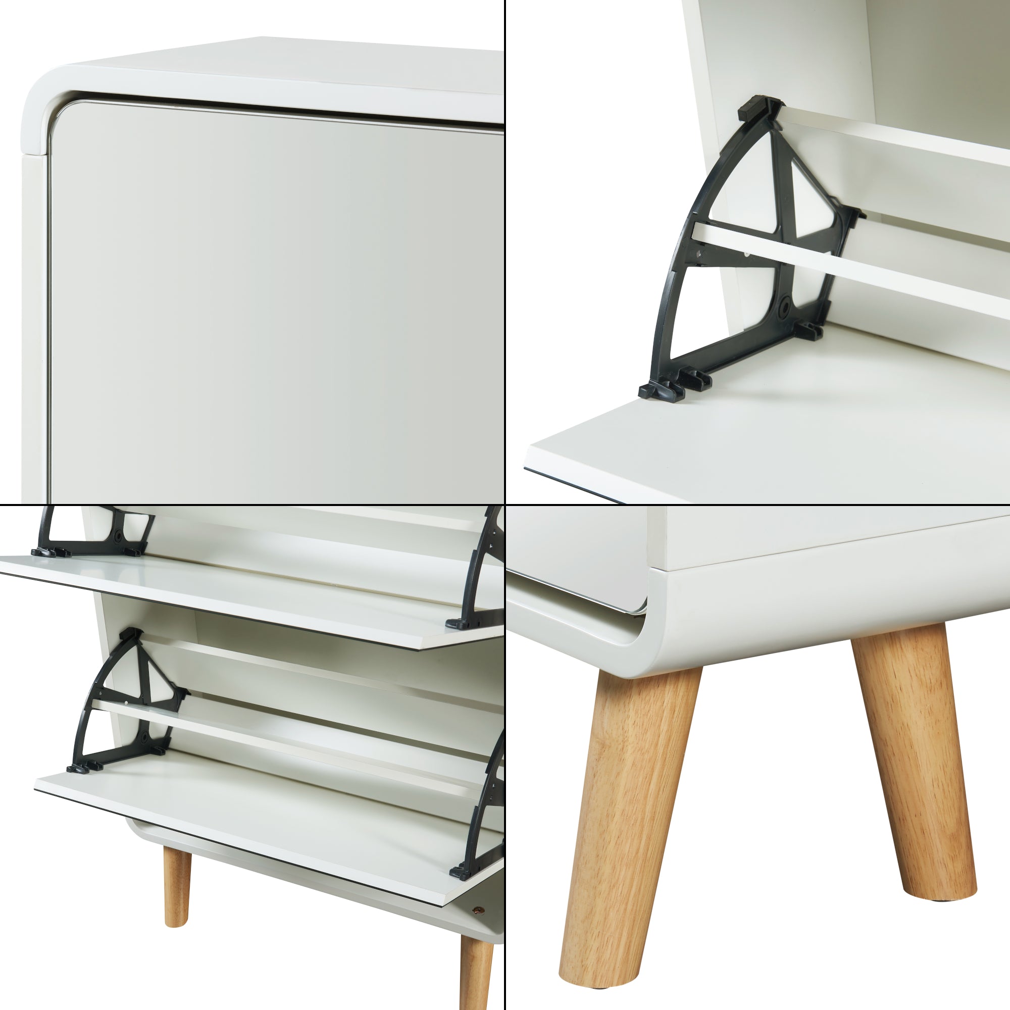 Scarpiera Aure con Ante a Specchio e 3 Contenitori Ribaltabili 134 x 63 x 24 cm Bianco [en.casa]