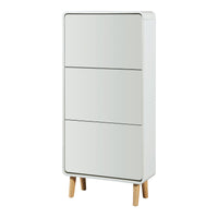 Scarpiera Aure con Ante a Specchio e 3 Contenitori Ribaltabili 134 x 63 x 24 cm Bianco [en.casa]