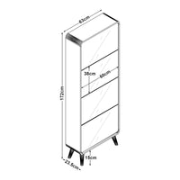 Scarpiera Aure con Ante a Specchio e 4 Contenitori Ribaltabili 172 x 63 x 24 cm Bianco [en.casa]